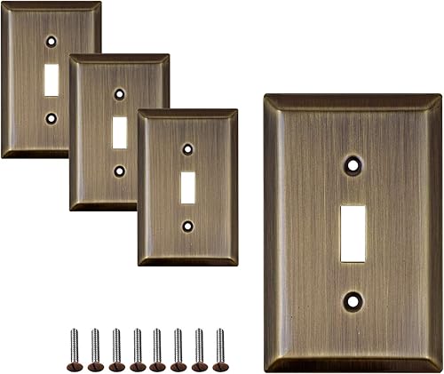 SleekLighting  Placas de pared decorativas clásicas de latón antiguo  Enchufe eléctrico y cubiertas de interruptor  Estilo palanca de 1 banda