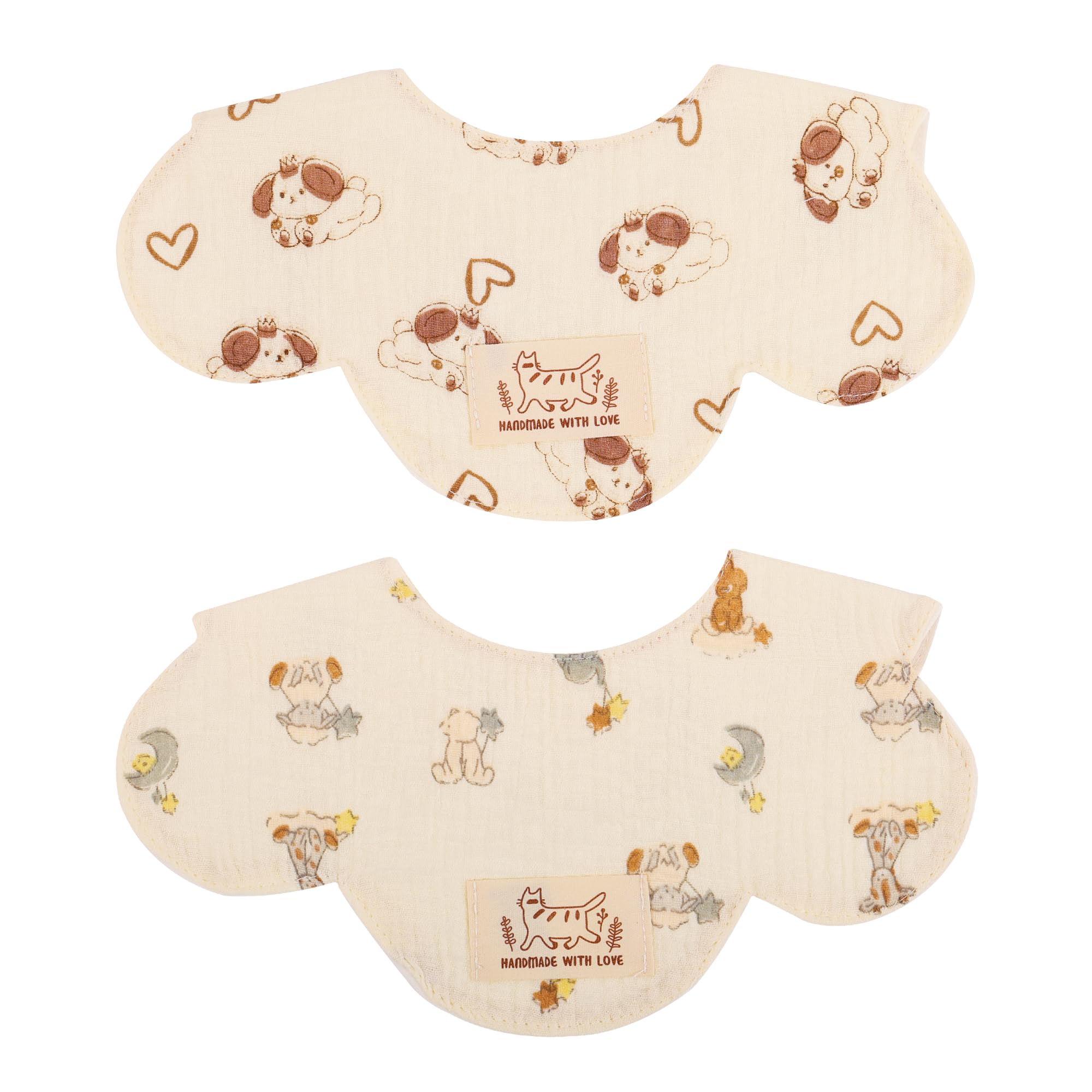 Nuluv Baby Bibs, Soft, Quick-Drying and Gentle for Sensitive Skin, Snap Button Closure, Reusable and Highly Absorbent, Made with 100% Muslin Cotton, 0+ Months, Multi on Off-White Base, Pack of 2-picture-15