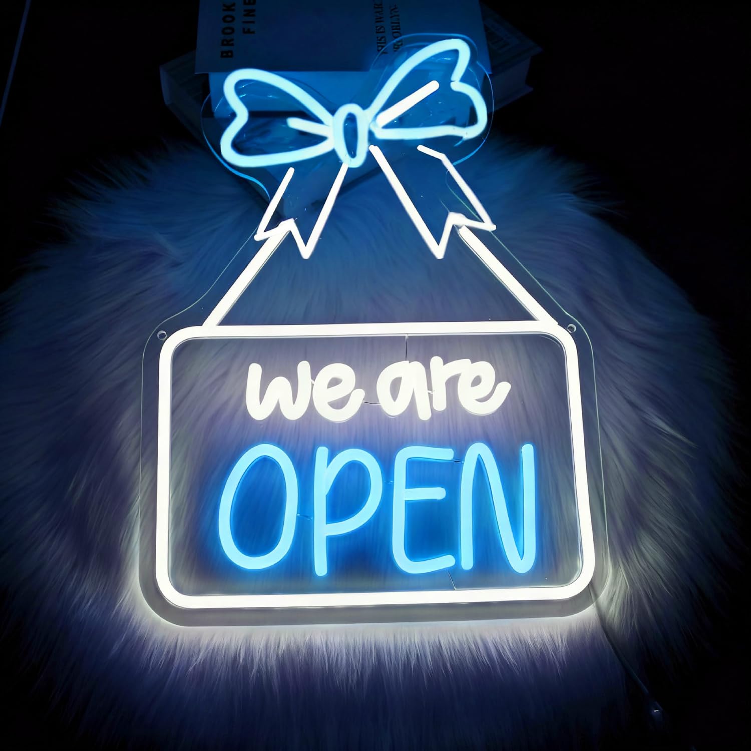 HFHungkeong Acrylic Open Sign,Dimmable Business Open Neon Light up Signs for Store Front Restaurant Hotel Shop Bar Club Wall Window Decorations,USB Power(Including Hanging Chain)