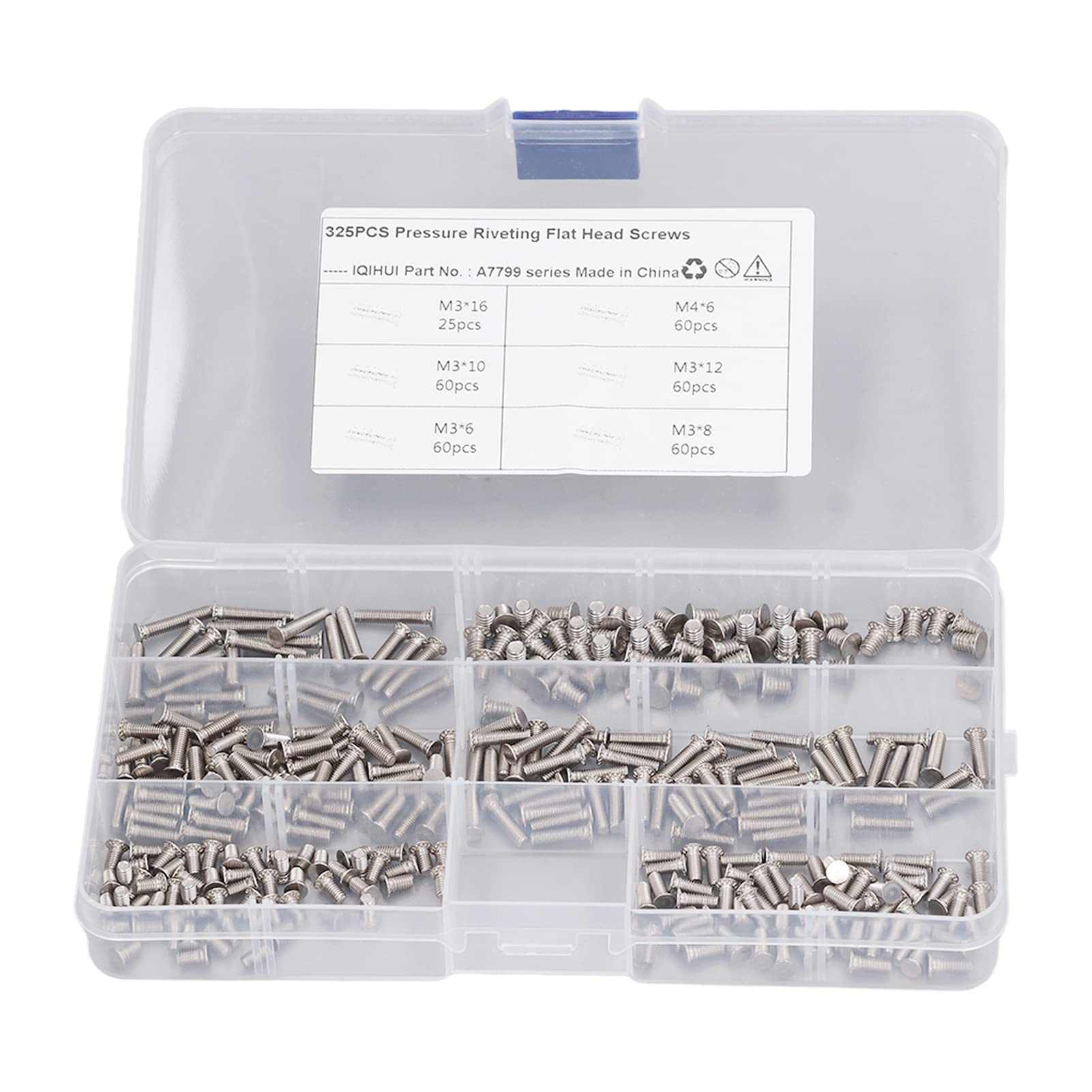 Leapiture 5Pcs Spot Welding Screws 6 Types M3 M4 Welding Stud Stainless Steel Machinery Screws Stud Flat Head Screws with Storage Box DIY Welding Equipment