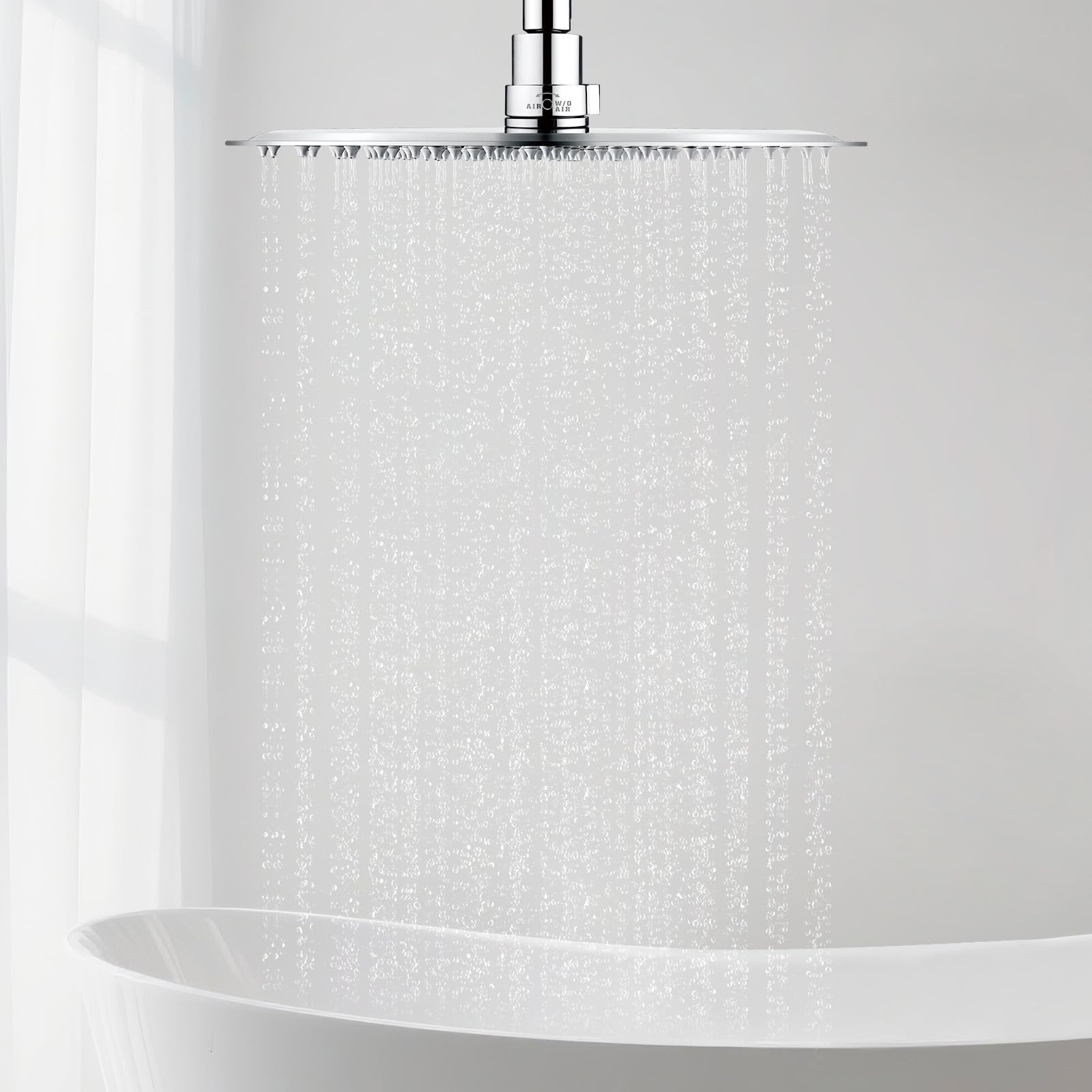 Ibergrif M20292 Soffione Doccia Pioggia 20x20 cm Quadrato, Testa Doccia Acciaio Inox Cromato, Doccia Fissa Anticalcare, Getto Ampio Alta Pressione per Bagno