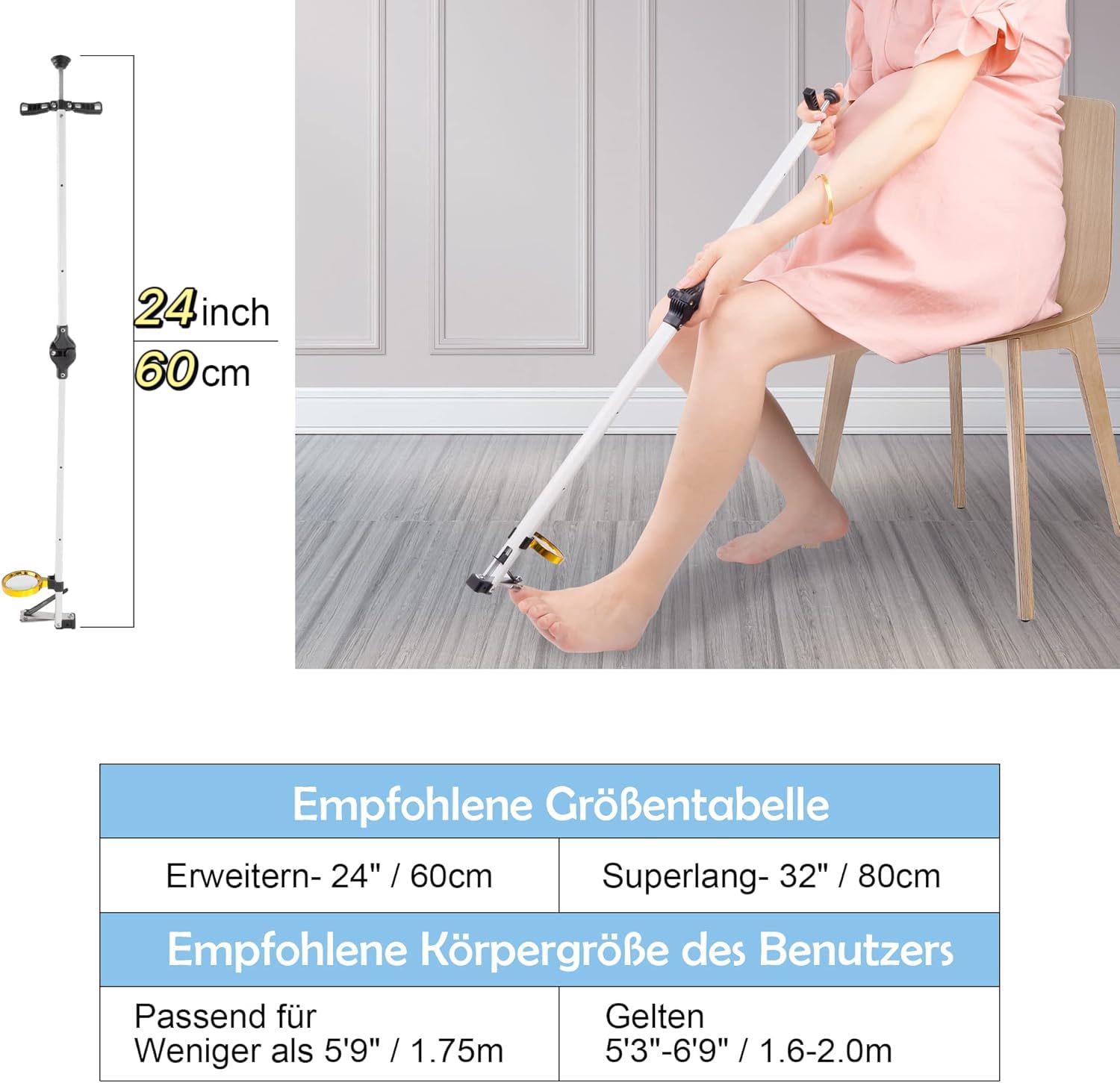 Langstieliger Nagelknipser mit Lupe, Schneiden von Nägeln ohne Biegen, geeignet für Schwangere, Übergewichtige, ältere Menschen, Menschen mit schlechten Knien (60cm, mit Lupe)