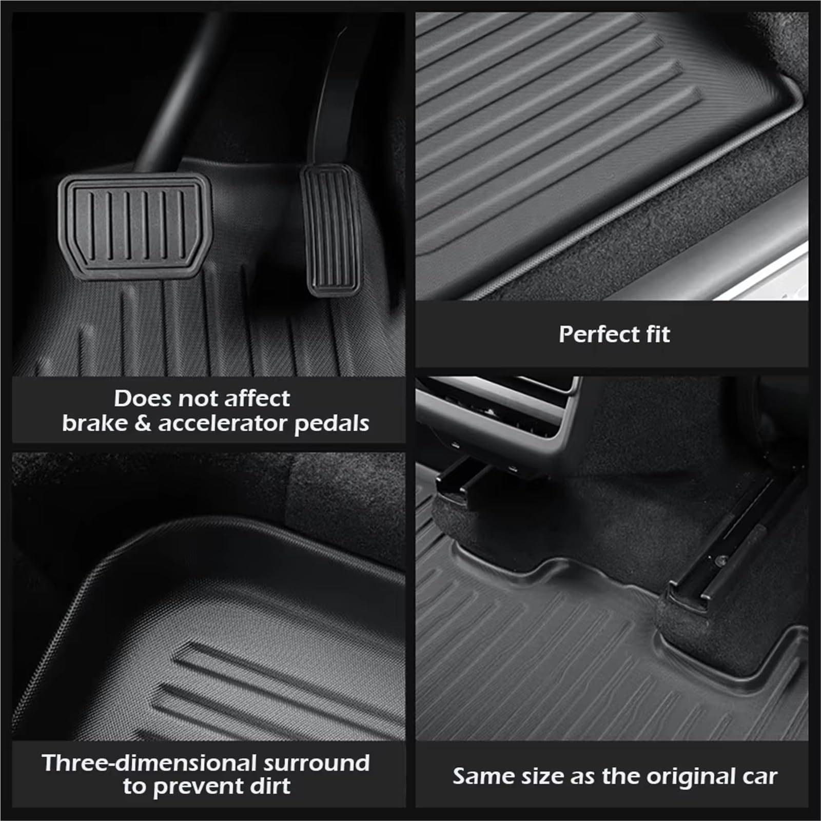 Moquette Tappetino Auto Per Tesla Per Model Y Per Juniper Per Launch 2025 Bagagliaio Tappetini In TPE Con Moquette E Rivestimento Vano Carico(DL-FTBM-12PCS,Giusto)