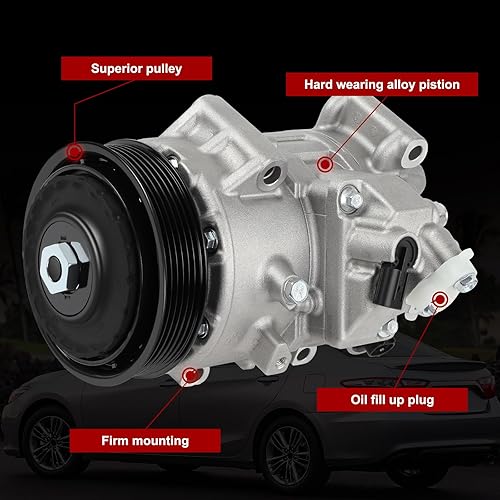 Miniatura 4 de Conjunto de compresor de aire acondicionado AC compatible con Toyota Camry 2012 2013 2014 2015 2016 2017 RAV4 2009 2010 2011 2012 con embrague L4