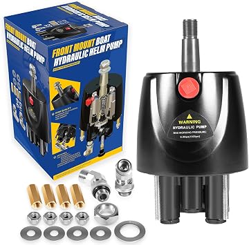 HH5271-3 Hydraulic Steering Helm Pump 1.7 cu in Front Mount Replacement for Seastar Helm, Up to 300HP Engines, 4.9 Lock-to-Lock Turns, Built-in Lock Valve,Compatible with Boat Hydraulic Steering Kit