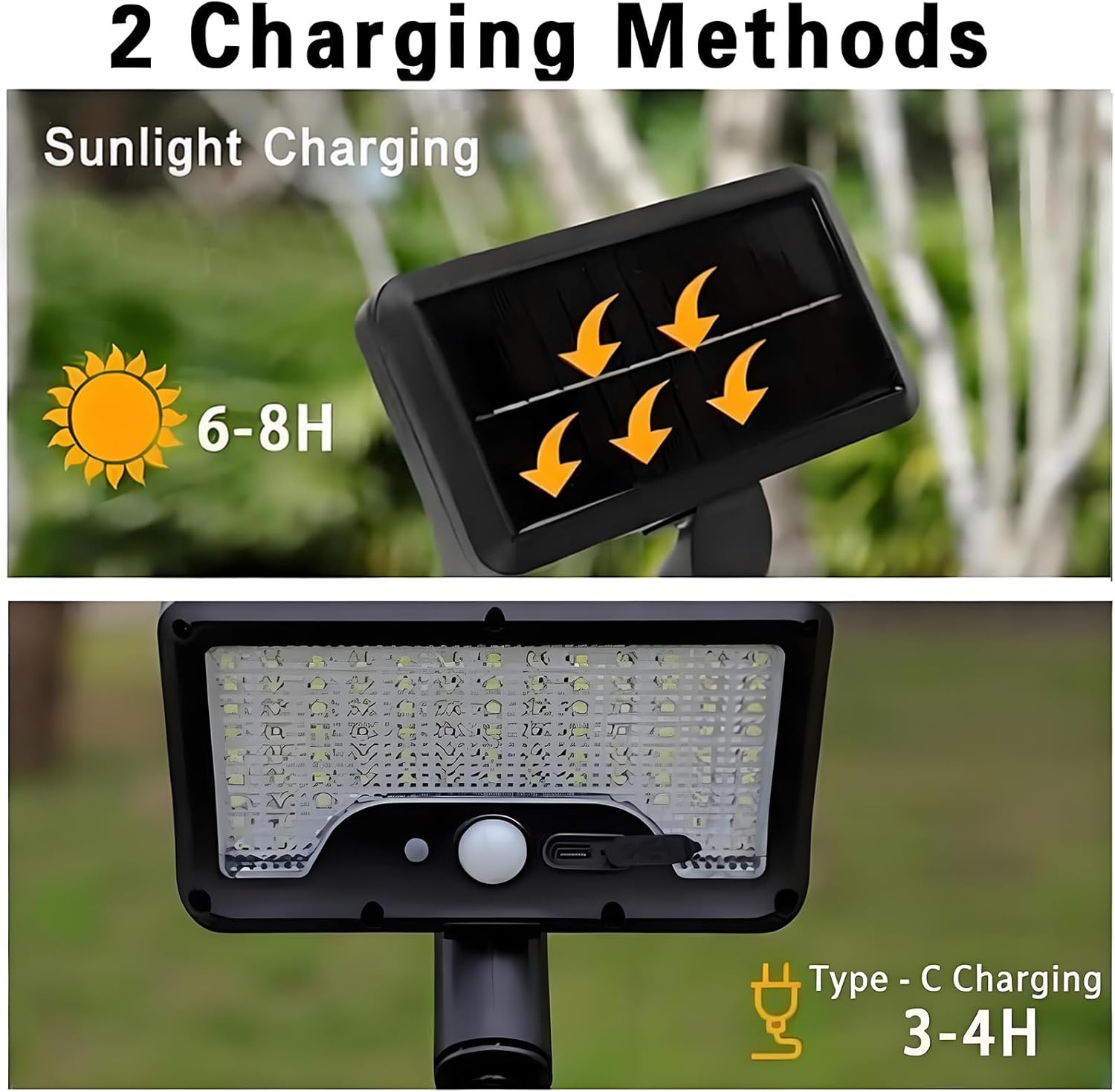 Solar Motion Lights Outdoor Waterproof 184 LEDs 600LM Brightness White Color Lighting Modes 360 Rotatable Vertically Adjustable Clip Ideal Decor for Fence, Gutter, Deck, Camping (2PCS)