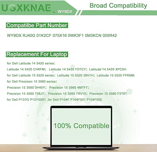Miniatura 5 de UGXKNAE WY9DX - Batería para portátil de 42 Wh, compatible con Dell Latitude 14 5420 Latitude 15 5520 Precision 15 3560 Series P137G P137G001 P104F