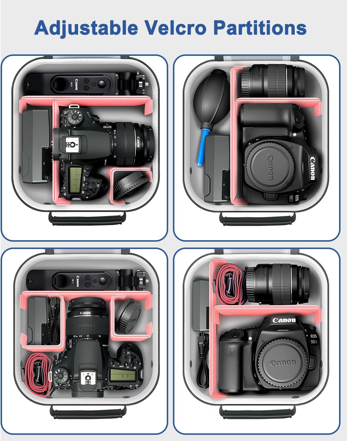 Krypthos Travel Camera Storage Case Compatible with Canon EOS Rebel T7/ R100/ R50/ 90D/ 2000D Nikon D7100/ D7500 Sony Alpha ZV-E10, Camera Protective Storage Holder Organizer Bag Carrying Bag - Image 2