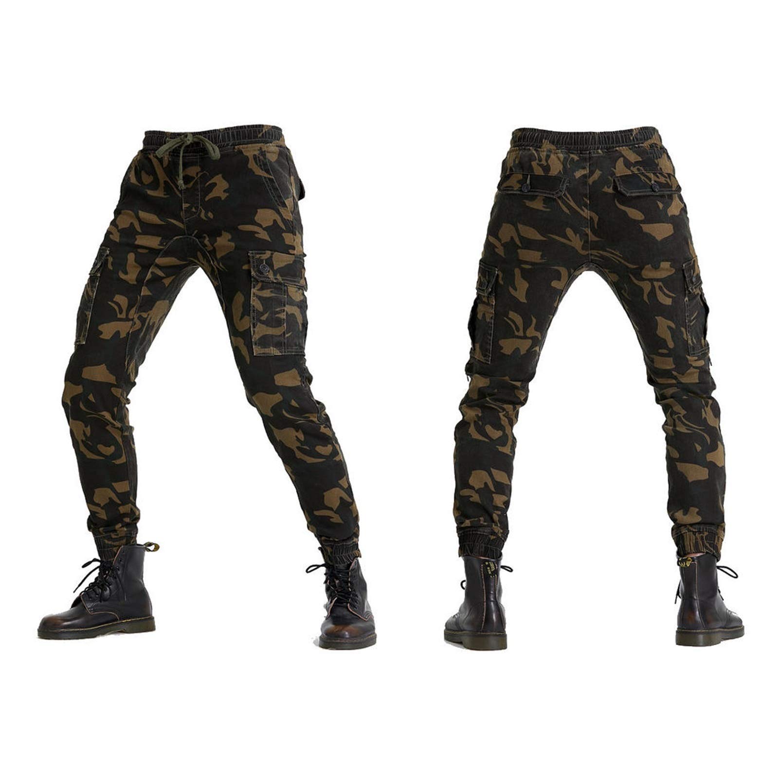 Jeans de moto pour homme résistant aux chutes - Protection amovible pour genoux et hanches - Unisexe