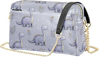 Selerdon Crossbody Bag for Women Purples Dinosaur Brontosaurus Vegan Leather Shoulder Handbag with Strap Crossover Sling Backpack Ladies Purse Fashion Satchel