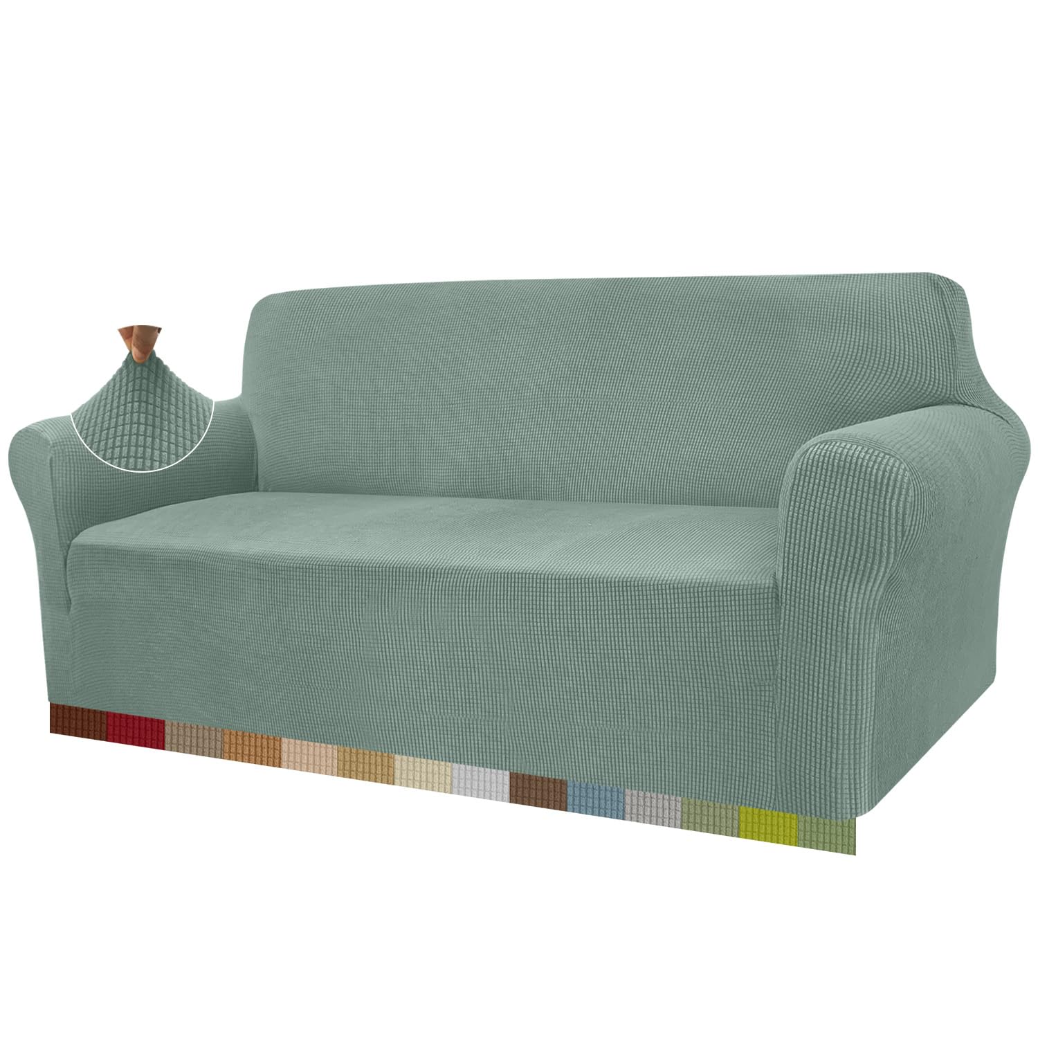 Granbest - Copridivano altamente elasticizzato, moderno, in tessuto jacquard, per soggiorno, funge da protezione per cani e animali domestici (3 posti, verde avocado)