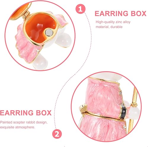 Miniatura 5 de Yardwe Caja de joyería de aleación de zinc pintada a mano, caja de joyería de aleación de zinc, caja de almacenamiento creativa para aretes,