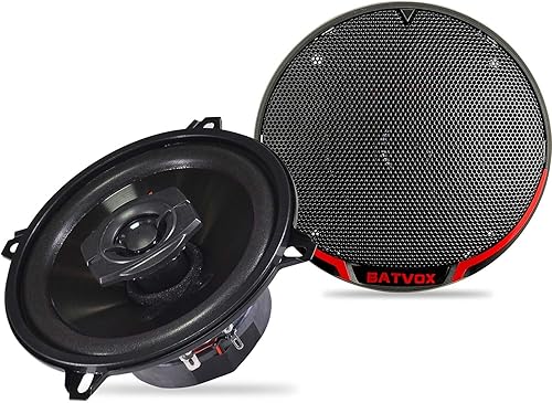 BATVOX CS501 200 vatios 5.25 pulgadas, 2 vías, 4 ohmios de impedancia y tweeter piezoeléctrico para altavoces coaxiales de audio de coche premium,