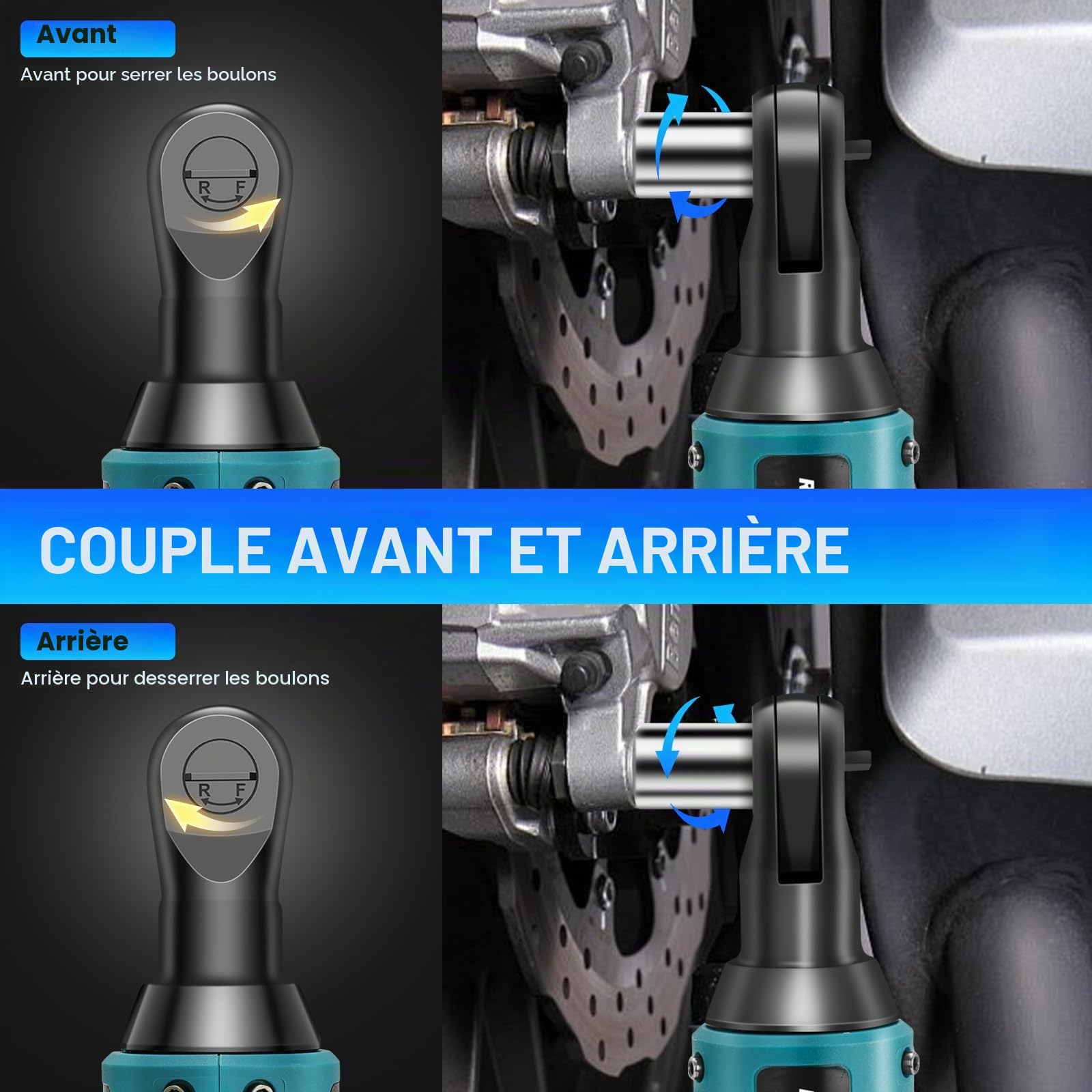 Yofuly Clé à Cliquet électrique Compatible avec Makita 18V 21V, 2 * 4000mAh Batteries 3/8" Clé à Cliquet Sans Fil, 60 Nm, 320 tr/min, Vitesse Variable avec 8 Clés à Douille, Tige d'extension