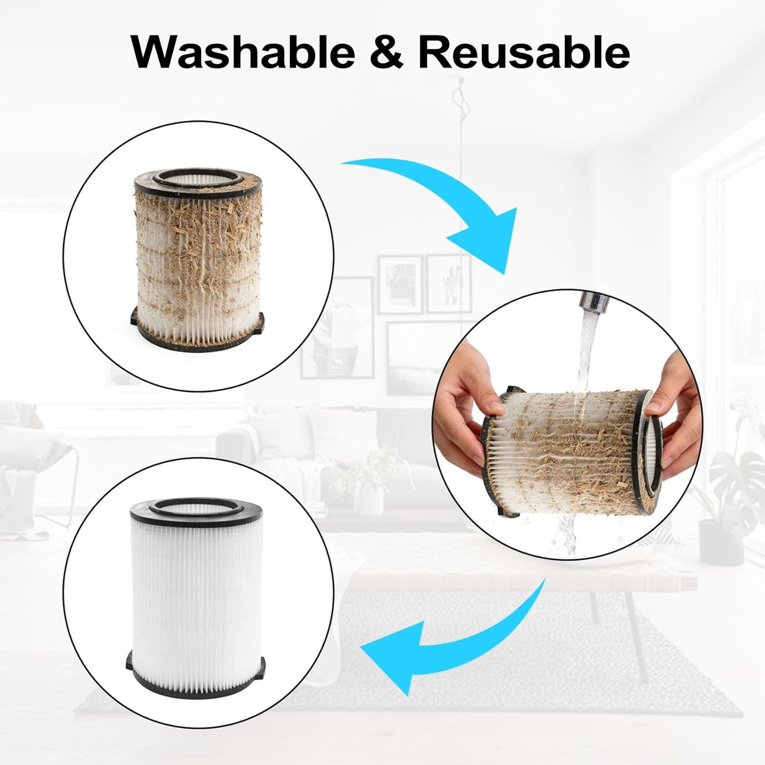 2-Pack VF4000 Replacement Filter for Ridgid 72947 Standard Wet dry Vac 5 to 20 Gallon 6-9 Gal Husky Vacuum Compatible WD5500 WD0671 RV2400A RV2600B Vac