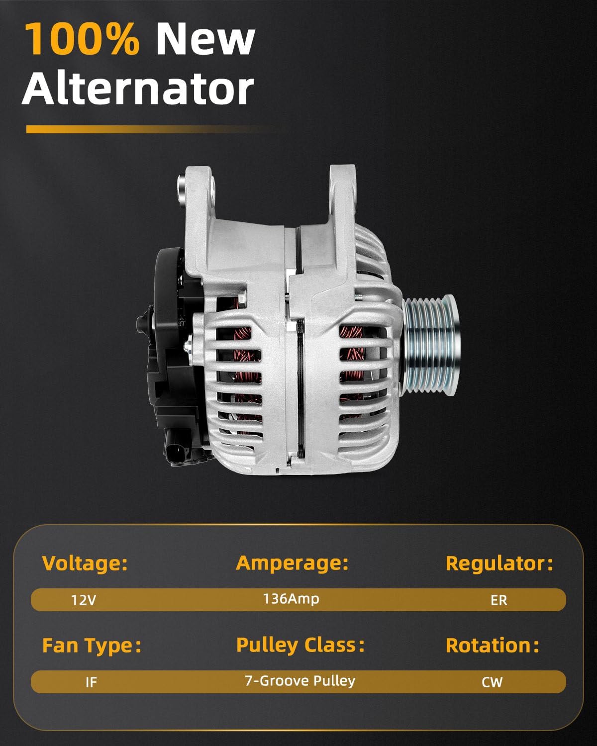 OCPTY 13985 Alternator Fit for Dodge Durango 2004,for Dodge Ram 1500/2500/3500 2003-2006 5.7L Automotive Replacement Alternators ABO0065 0-124-525-006
