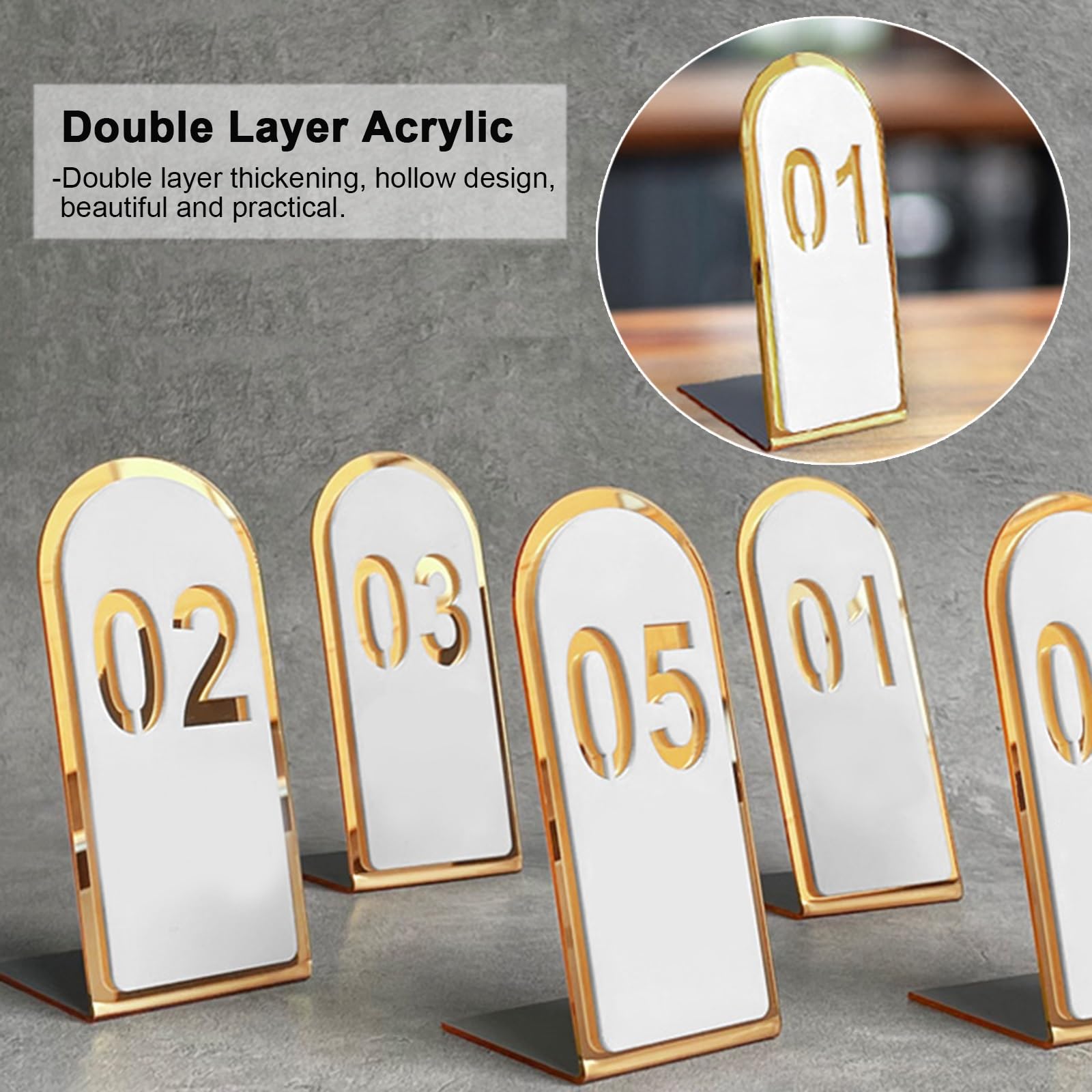 Números de la mesa Soportes Para Números De Mesa 6x13, Letreros De Mesa Doble Acrílico Con Número 20 30 50 Para Banquetes De Boda En Navidad, Portatarjetas De Mesa De Diseño Inclinado ( Color : 6x13cm