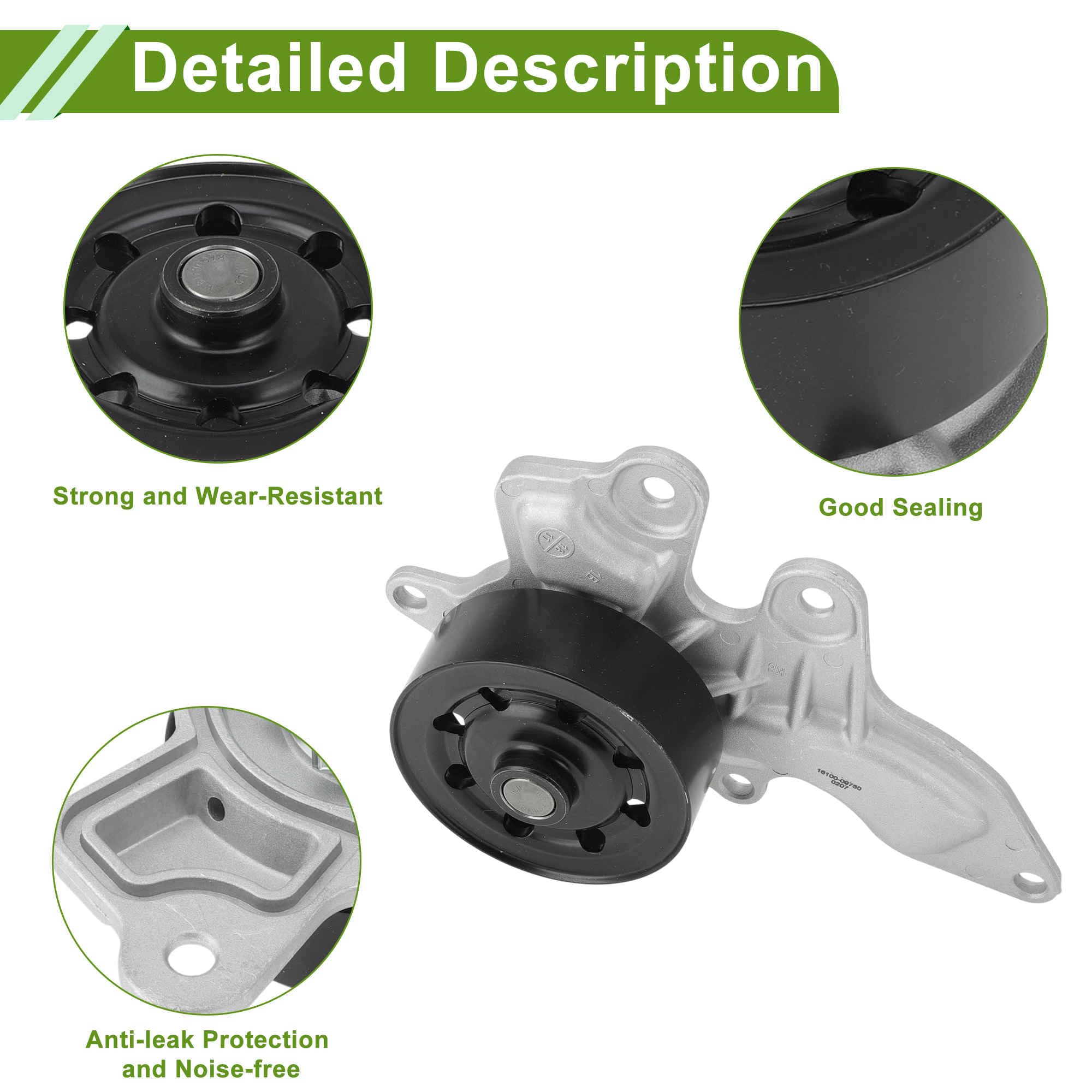 A ABSOPRO Pompa dell'acqua del motore per Toyota Corolla 2019-2024 No.1610009760 Pompa dell'acqua di raffreddamento con guarnizione 1 Set