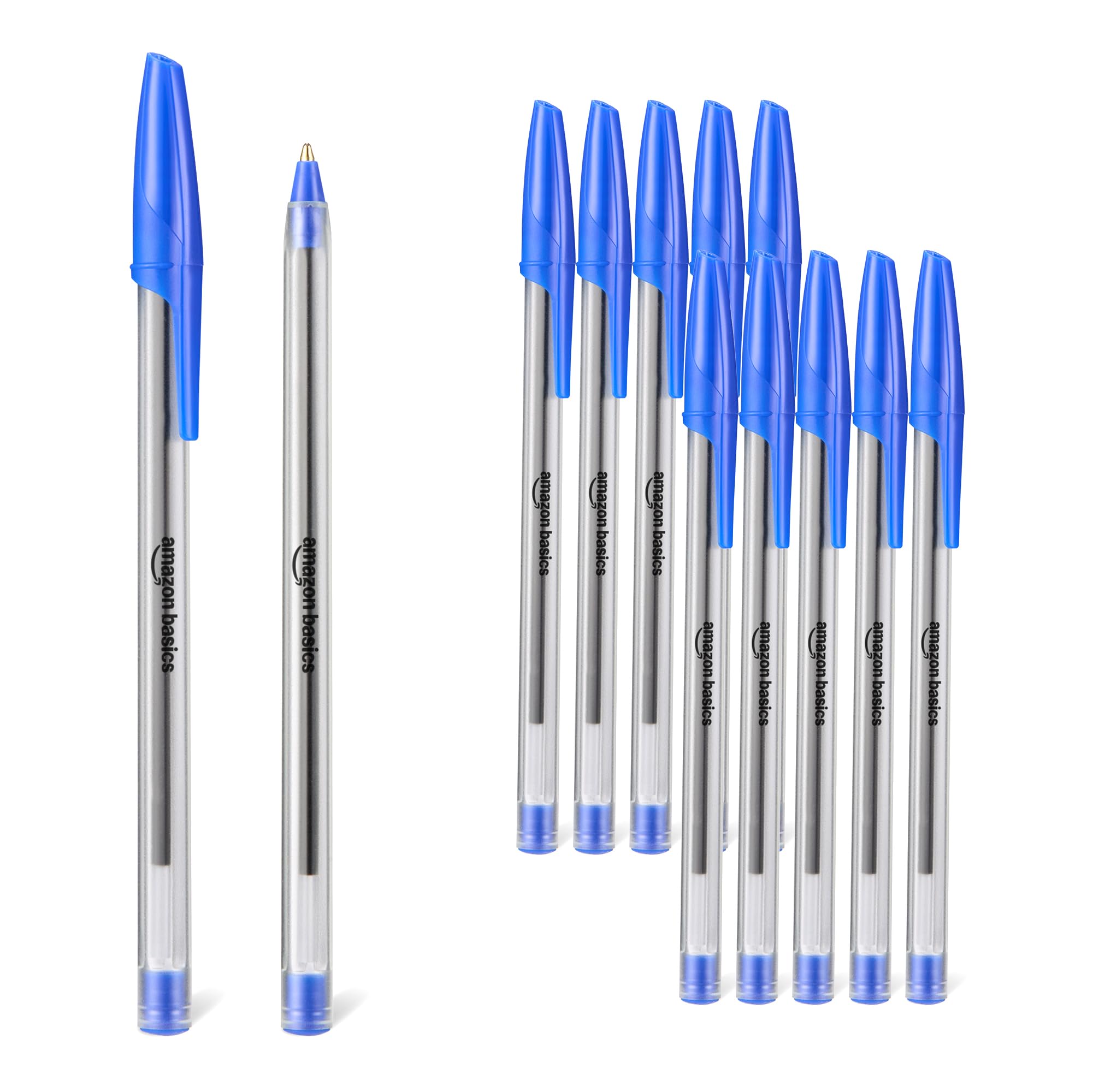 Amazon Basics Ballpoint Pens, Medium Point 1.0mm, Blue Ink, 12-Pack Blue 12