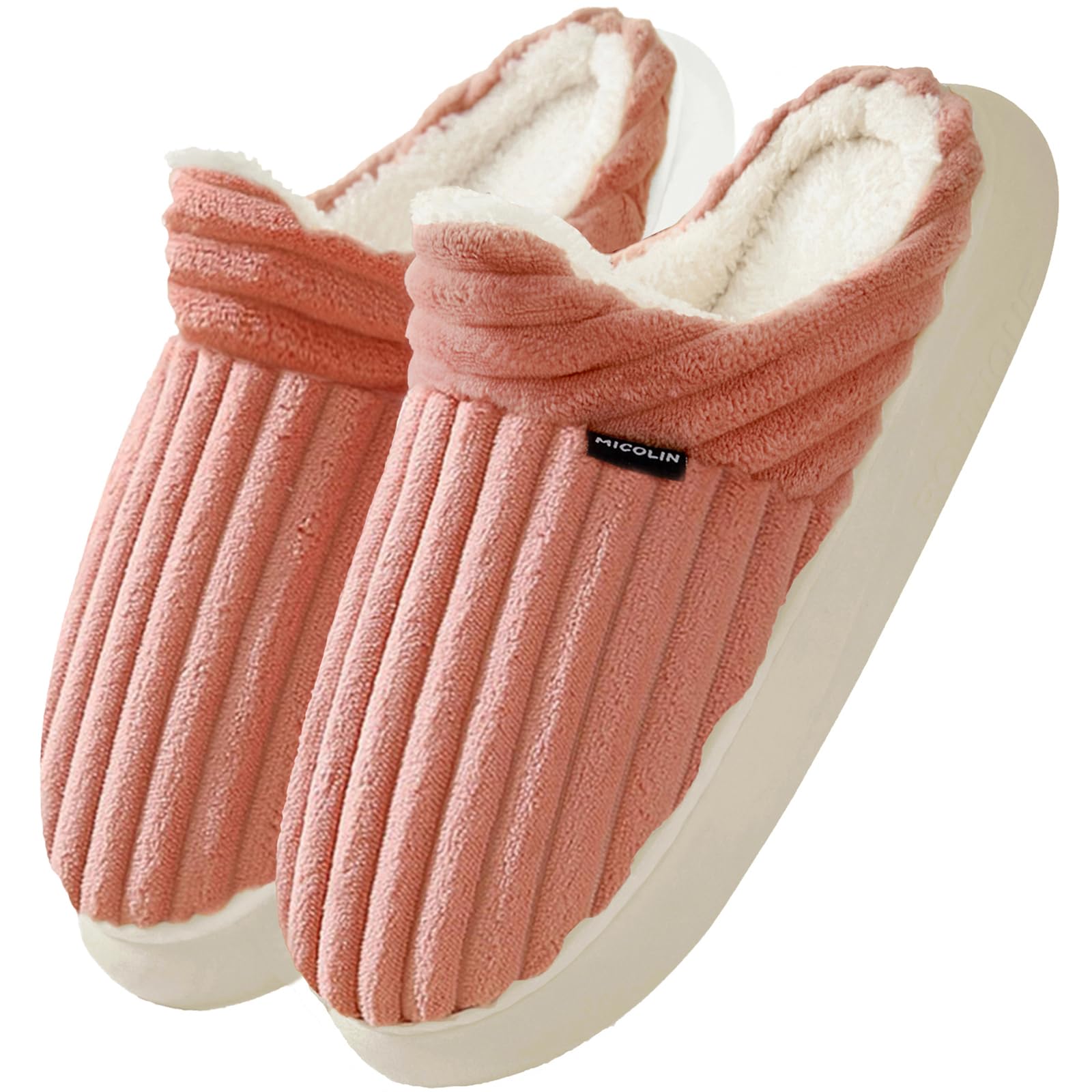 Misolin Hausschuhe Damen Winter Wärme Cord Pantoffeln mit Memory-Schaum | Weiche Bequeme Plüsch Slippers, Rutschfeste Sohle, Indoor Outdoor, Ideal Als Geschenk