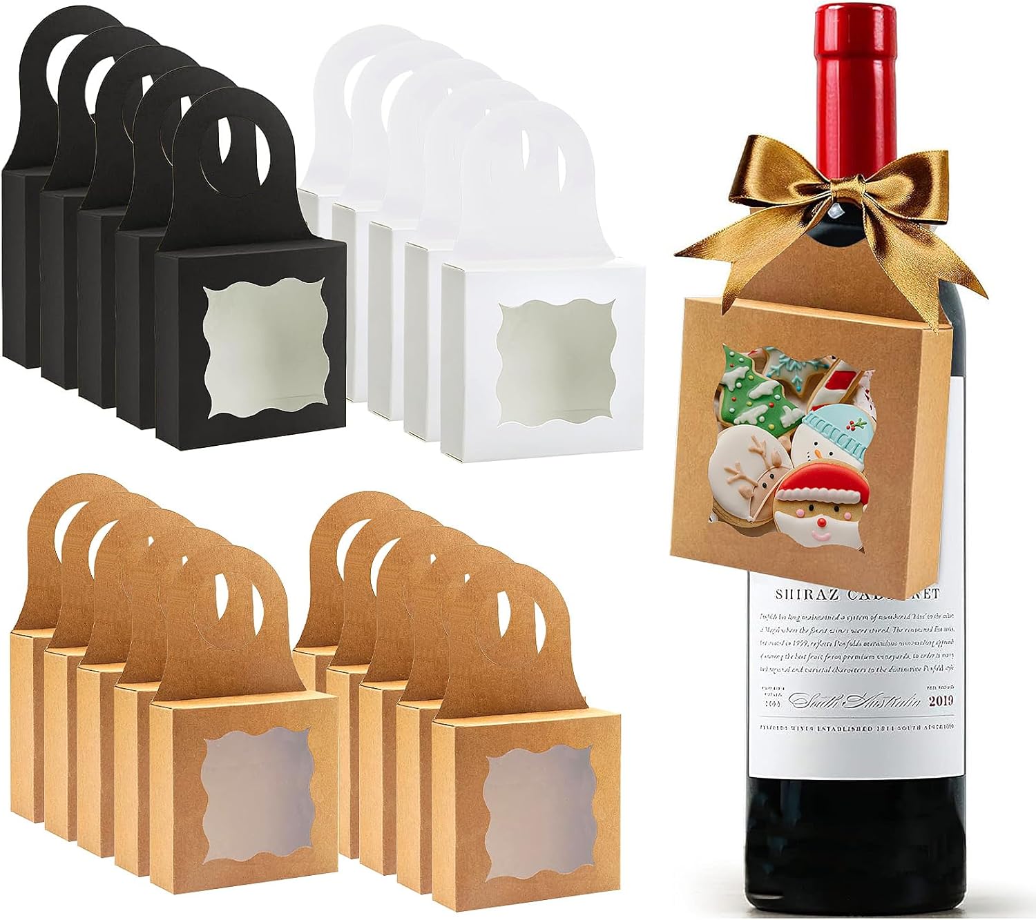 GHAMYEE 40pcs Kraft Paper Wine Gift Box Wine Bottle Box