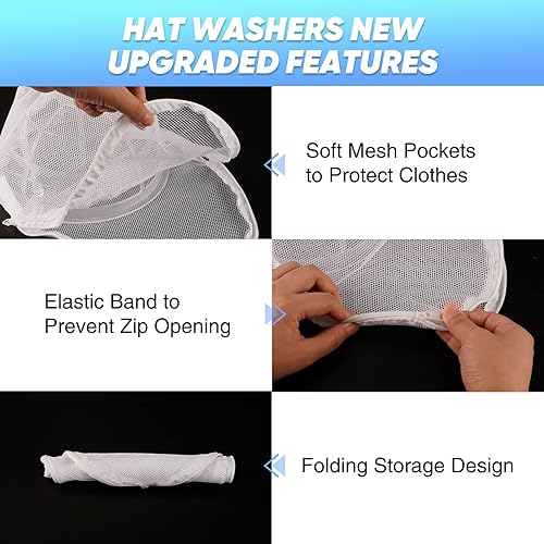 Miniatura 4 de JDBXOSNE Paquete de 4 gorras de béisbol para lavadora, lavadora de sombreros para lavadora, limpiador de sombreros para gorras de béisbol, estante