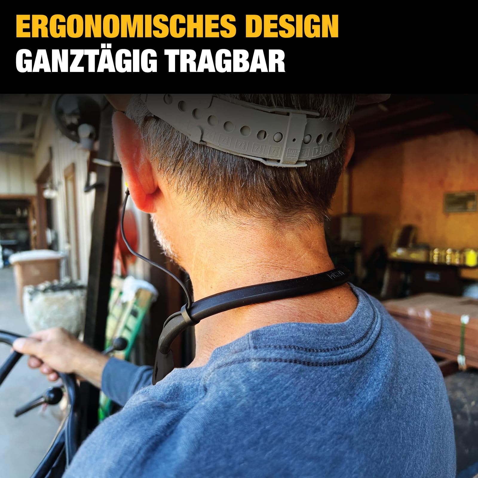 DEWALT Heavy Duty Black Edition 2-in-1 Bluetooth Nackenbügel-Kopfhörer mit Lautsprecher, kabelloses Headset für Baustelle, 60+ Std. Laufzeit, IP56, Freisprechen, inkl. Tragetasche