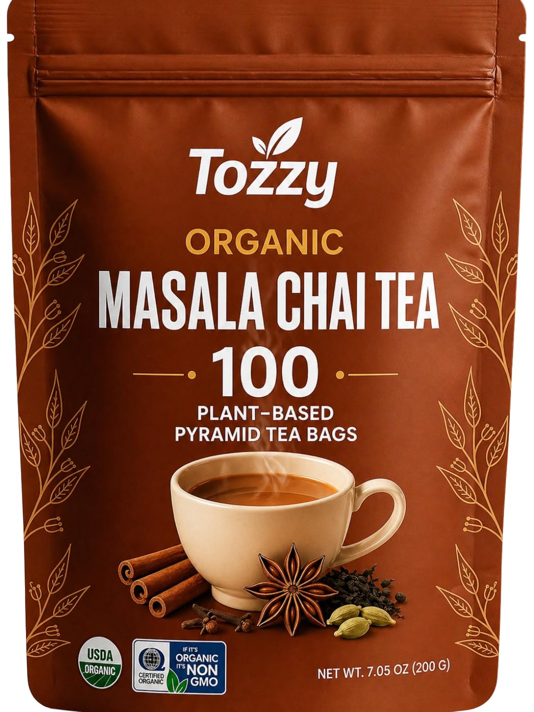 Tozzy Organic Dandelion Tea – 100 Count, Plant-Based Pyramid Tea Bags – Packaging May Vary | Organic, Plant-Based, Eco-conscious, Pure Ingredients