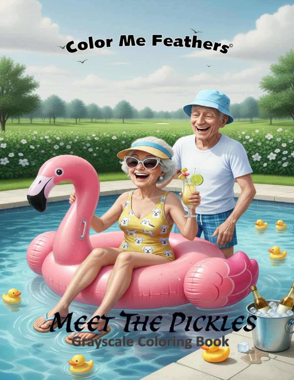 Meet The Pickles: A grayscale adult‑coloring illustration featuring The Pickles becomes even more charming because their name adds personality, humor, ... into the joyful, slightly whimsical world.