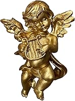 Vista 5 de Estatua de ángel hecha a mano con alas de querubín para pared, comedor, hotel, sala de estar, decoración de pared, colecciones de arte (estilo C)