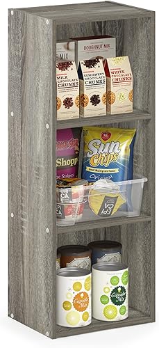 Miniatura 7 de Furinno Pasir - Estantería abierta de 3 niveles, sin herramientas, roble francés