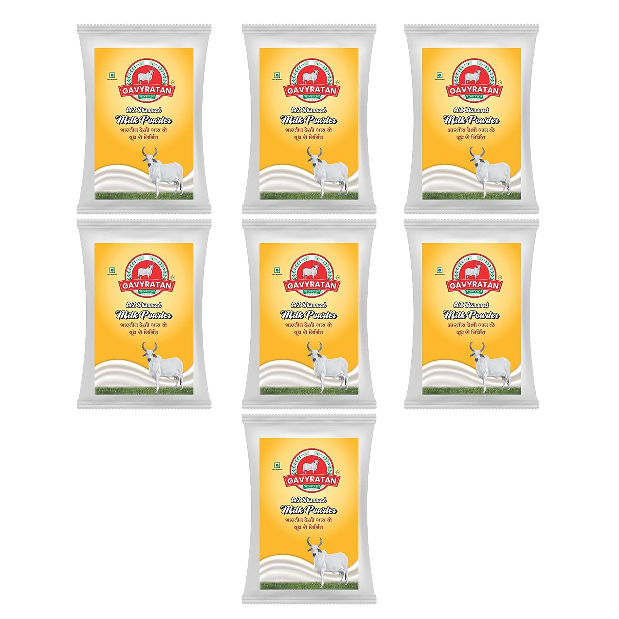 GAVYRATAN Pure & Premium Skimmed Milk Powder with Extra Protein 500Gm | Perfect for Making Tea & Coffee (Pack of 7)