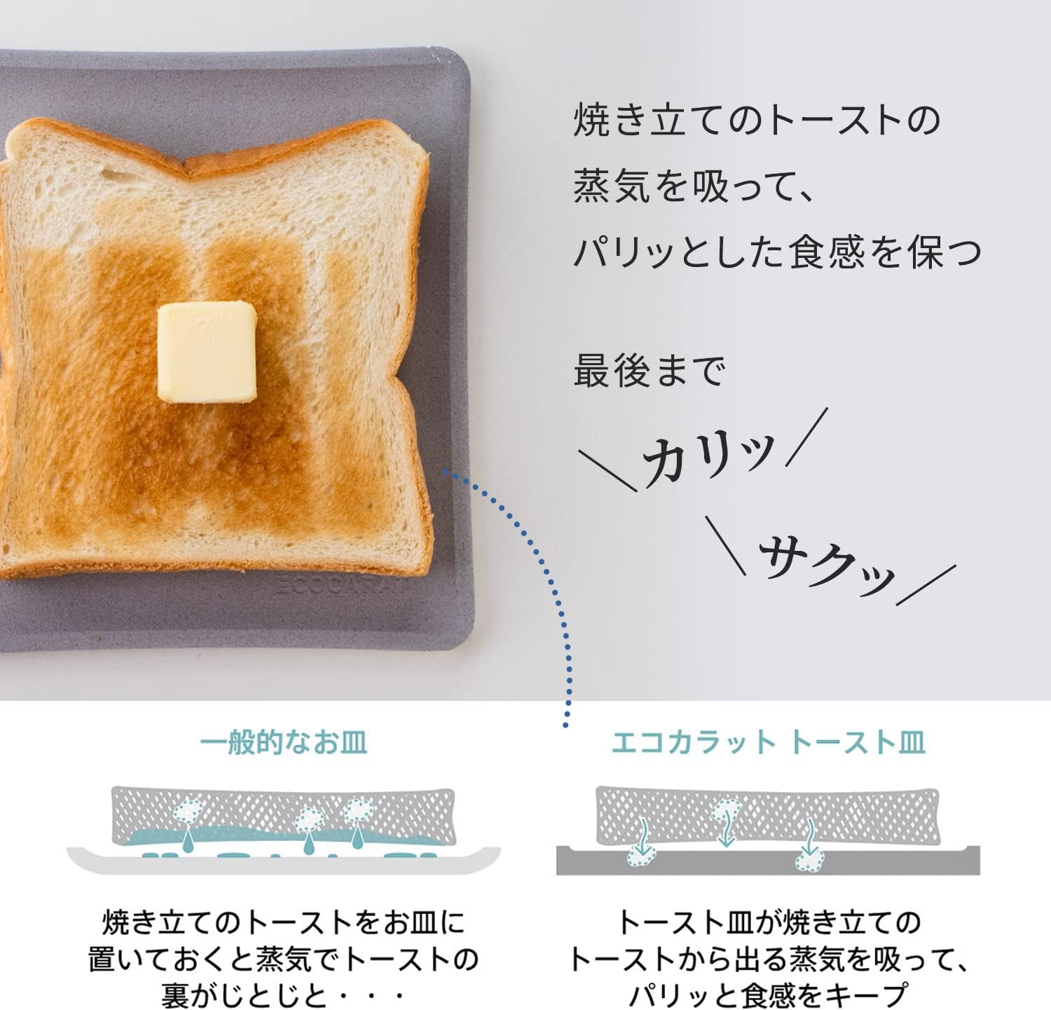 K686W Eco Karat Toast Plate (Diatomaceous Earth-Free, White) Toast Plate, Enjoy Baked Texture