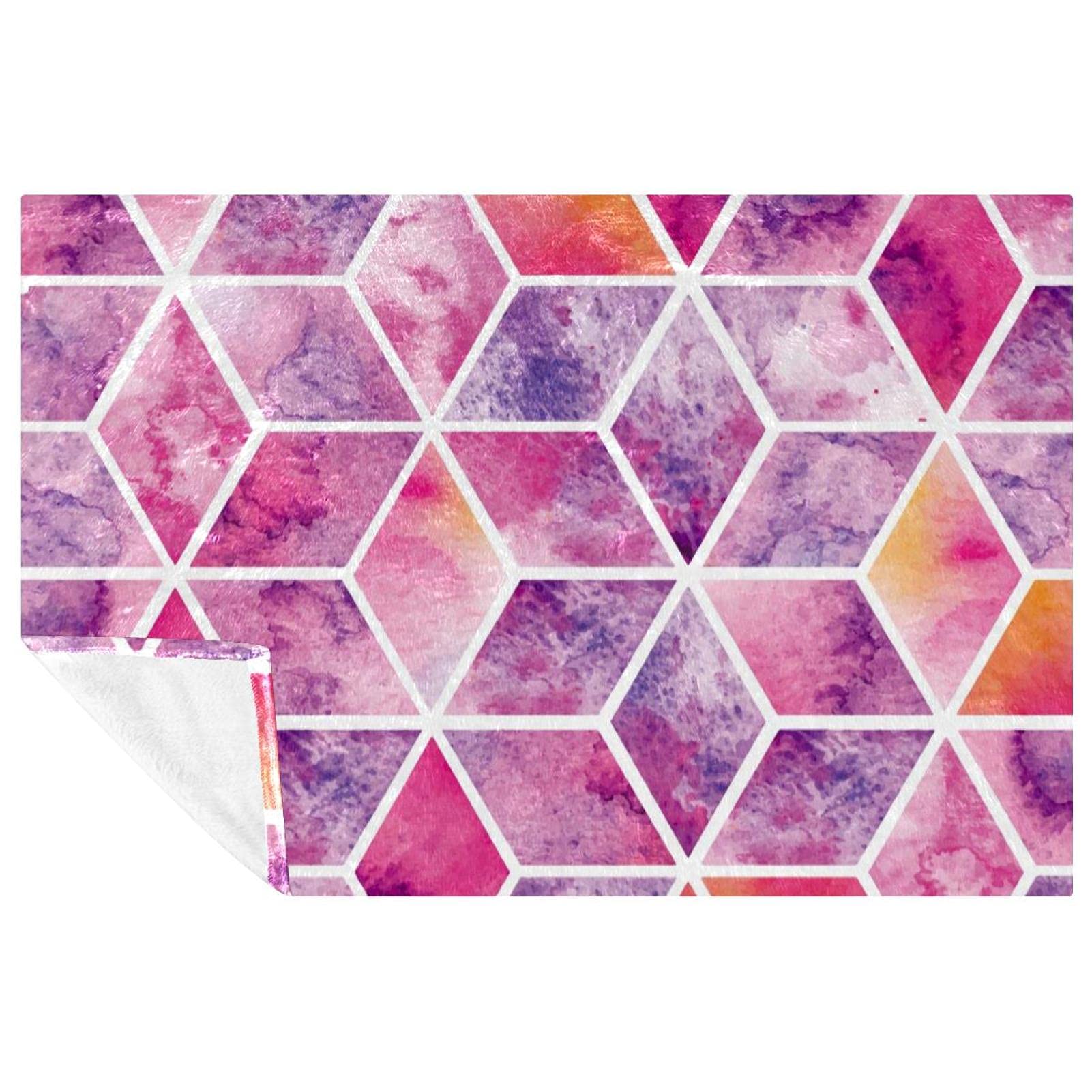 Couverture douce thermorégulatrice à motifs géométriques