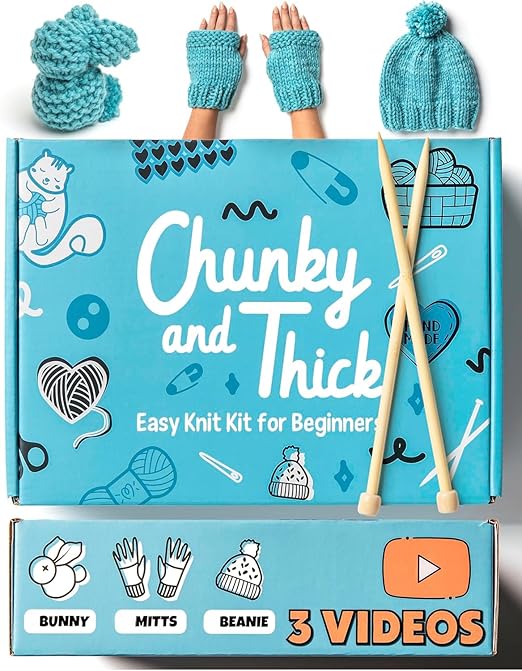 Complete Knitting Kit for Beginners - Learn to Knit Kit with Knitting Accessories Like Thick Beginner Yarn, Bamboo Needles for Beginners & More - Includes Video Tutorials & Written Guide