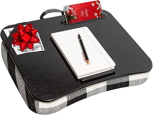 LapGear Escritorio portátil con soporte para teléfono y reborde para dispositivo, diseño a cuadros, para laptop de hasta 15.6 pulgadas, estilo n.