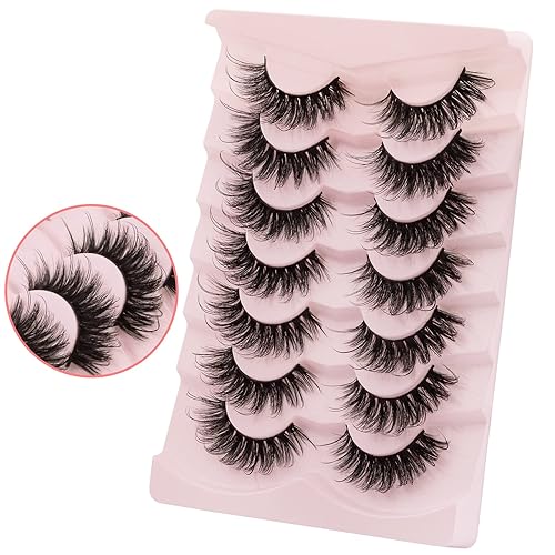 Miniatura 8 de DYSILK Pestañas de visón esponjosas, pestañas de ojos, 7 pares de pestañas dramáticas 8D, pestañas de visón sintético, pestañas naturales, largas,