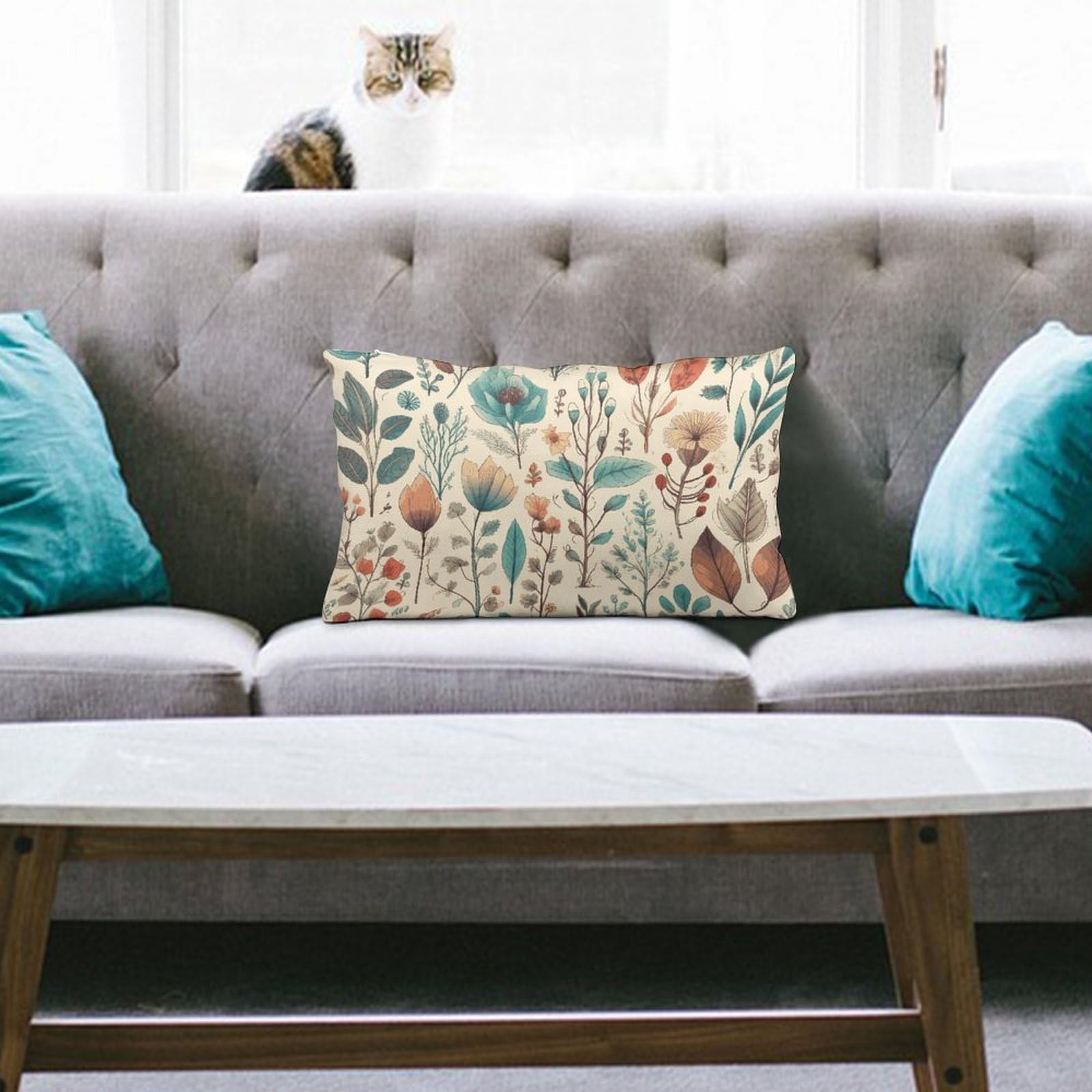 NTVOWPZO Decoration Throw Pillow Covers 8"x12" Pillowcases Covers Flowers and Leaves Soft Pillowcases Modern Farmhouse Home Decor Sofa Cushions Covers for Couch Bed Living Room