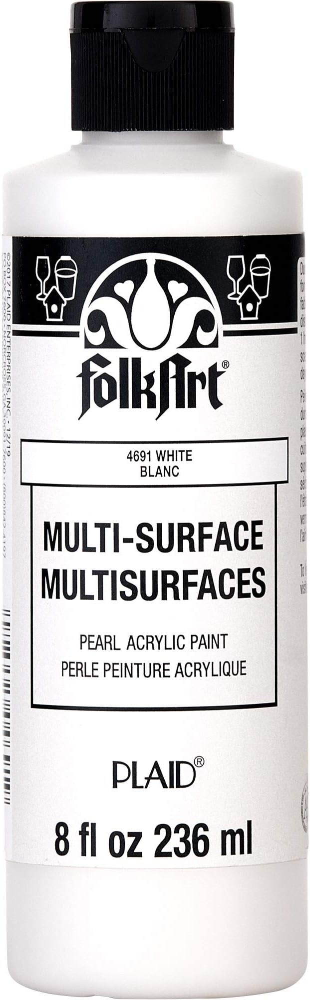 Multi-Surface Acrylic Craft Paint, 8 oz, Pearl White