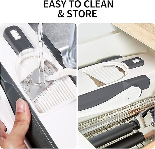 Miniatura 5 de Cortador de mandolina seguro para cocina todo en 1 rebanador de verduras de mandolina ajustable profesional rebanador de papas juliana rebanador de