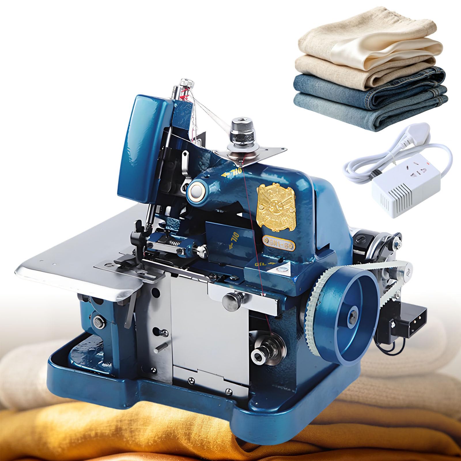 Ymnogjie Overlock Machine,250W Heavy Duty Serger,3000 Stitches per Minute,High Speed Machine for Professional Seam Finishing,Multiple Materials,Knitwear Blue