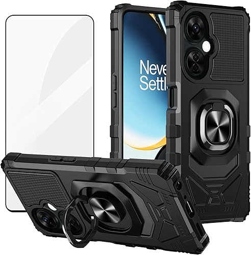 Ailiber Funda para OnePlus Nord N30, One Plus N30 5G con protector de pantalla de vidrio templado, soporte de anillo para montaje magnético de