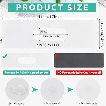 Tioncy 2 Pcs Faucet Mat Sink Splash Guard Oval-hole Oval Splash Pad for Kitchen Sink Oval Base Diatomite Faucet Mat for Bathroom Absorbent Mat Splatter Screens (White)