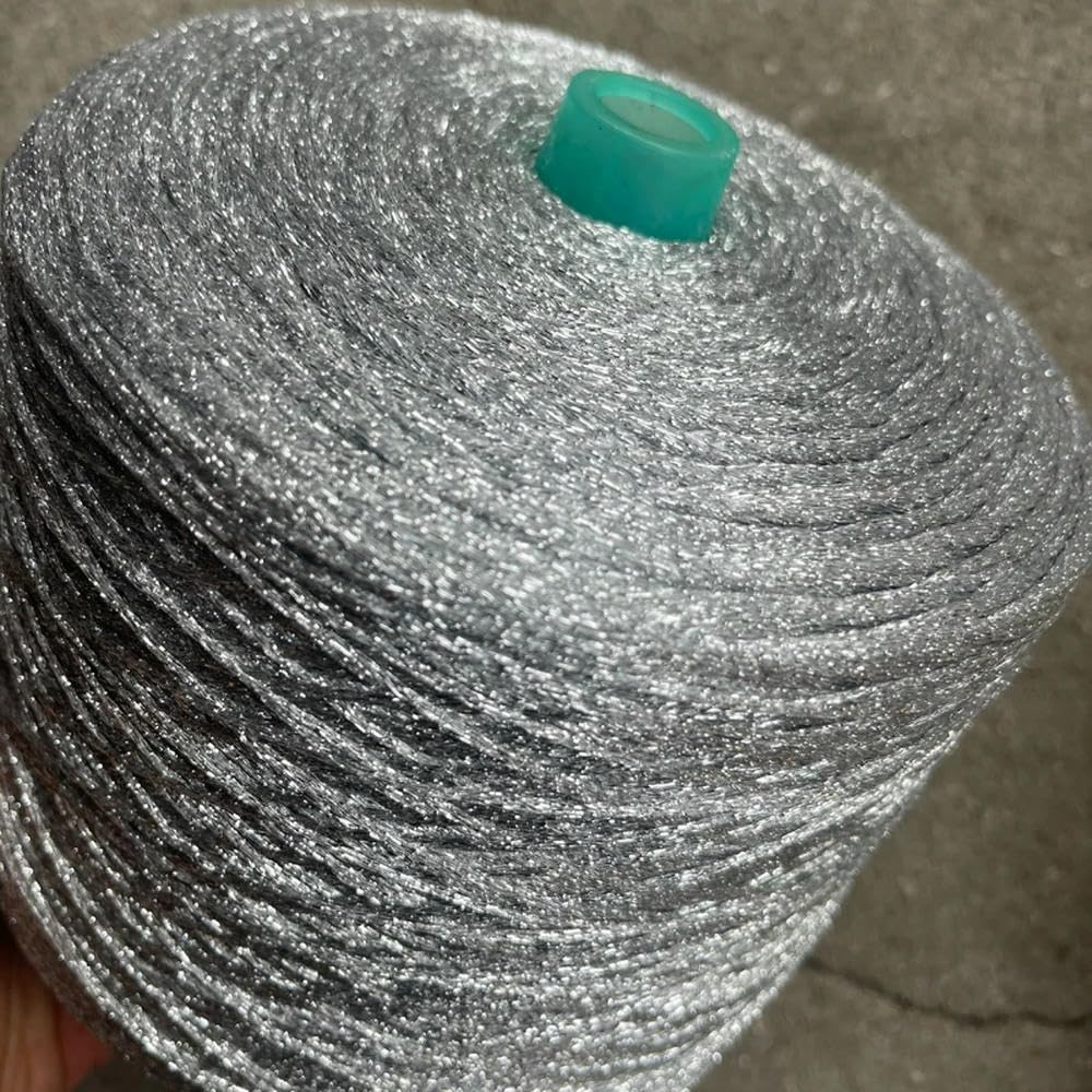 Filato Glitterato da 500 g, Filato Metallizzato Cavo in Seta Color Oro Lucido, Filato Spesso per Uncinetto, Filato per Maglieria, Cucito, Filo per Uncinetto