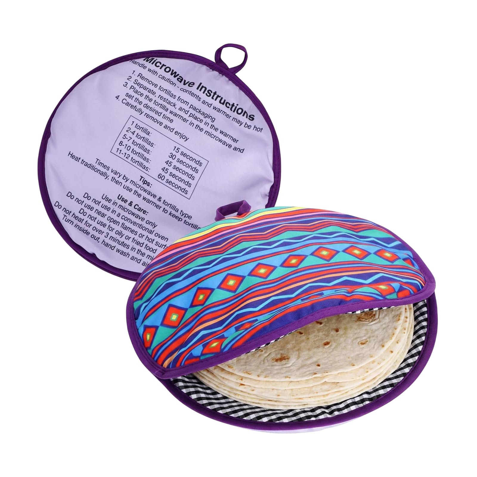 Kaeltsyn Of 2 Large Tortillas Holders Craft From Polyester to Maintain Heat and for Flatbreads Wrap Warmer