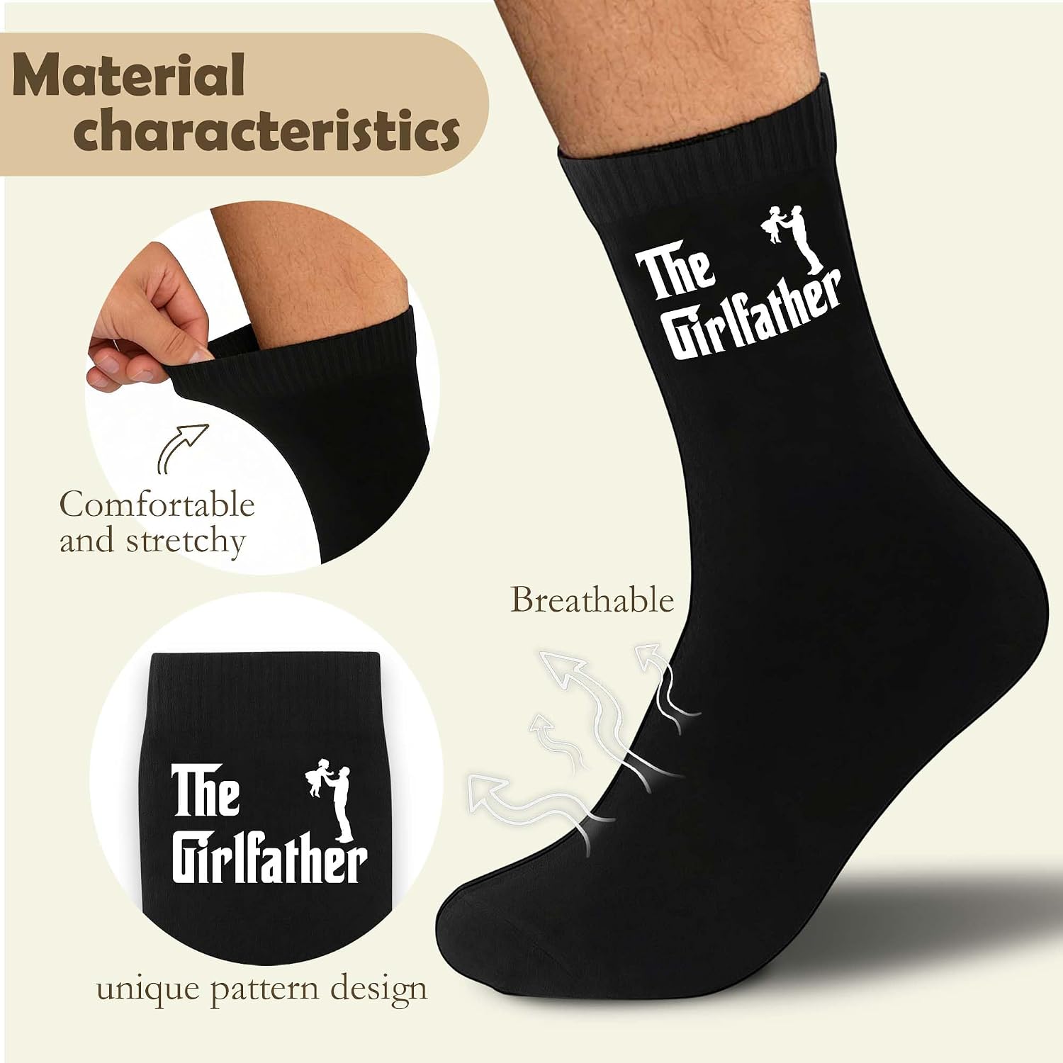 Funny Dad Socks, The Father Sign Crew Socks for Men, Fathers Days Gifts Birthday Gifts for Men.