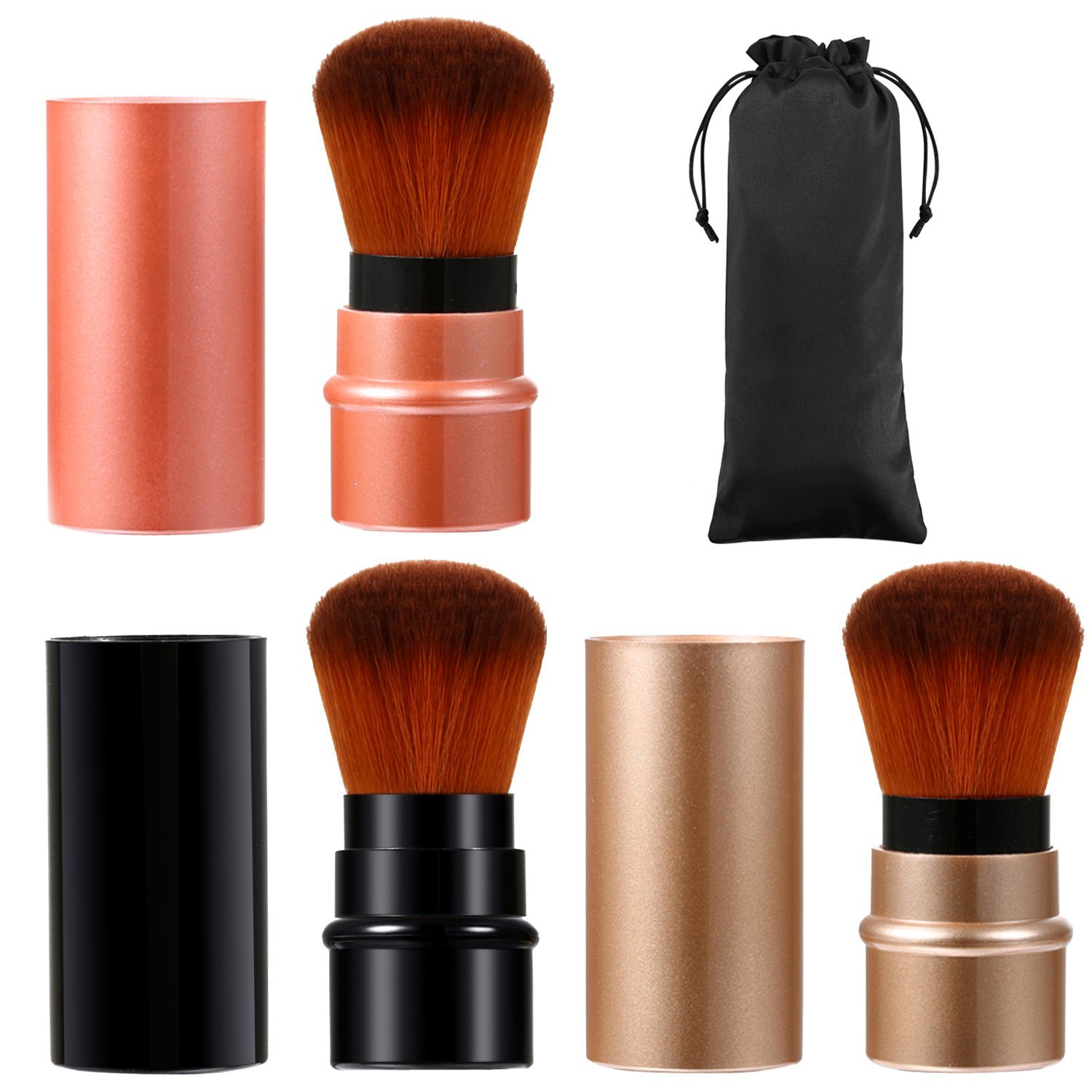 Vtrem Retractable Makeup Brush Set - Travel Blush & Foundation