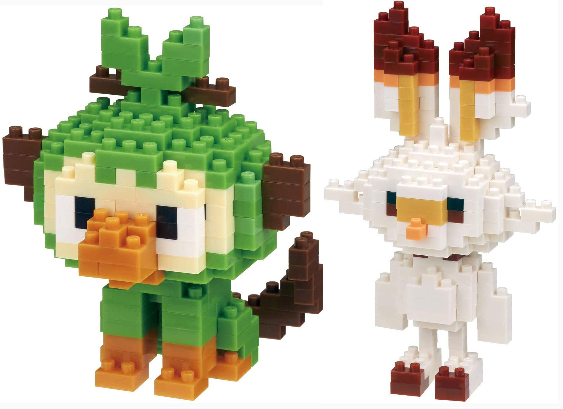 Best Japan Shopping - Nanoblock Compatible - 2 Set Bundle - Grookey and Scorbunny (Sarunori and Hibanny in Japan) - Adjustable Pokemon Characters (Japan Import)