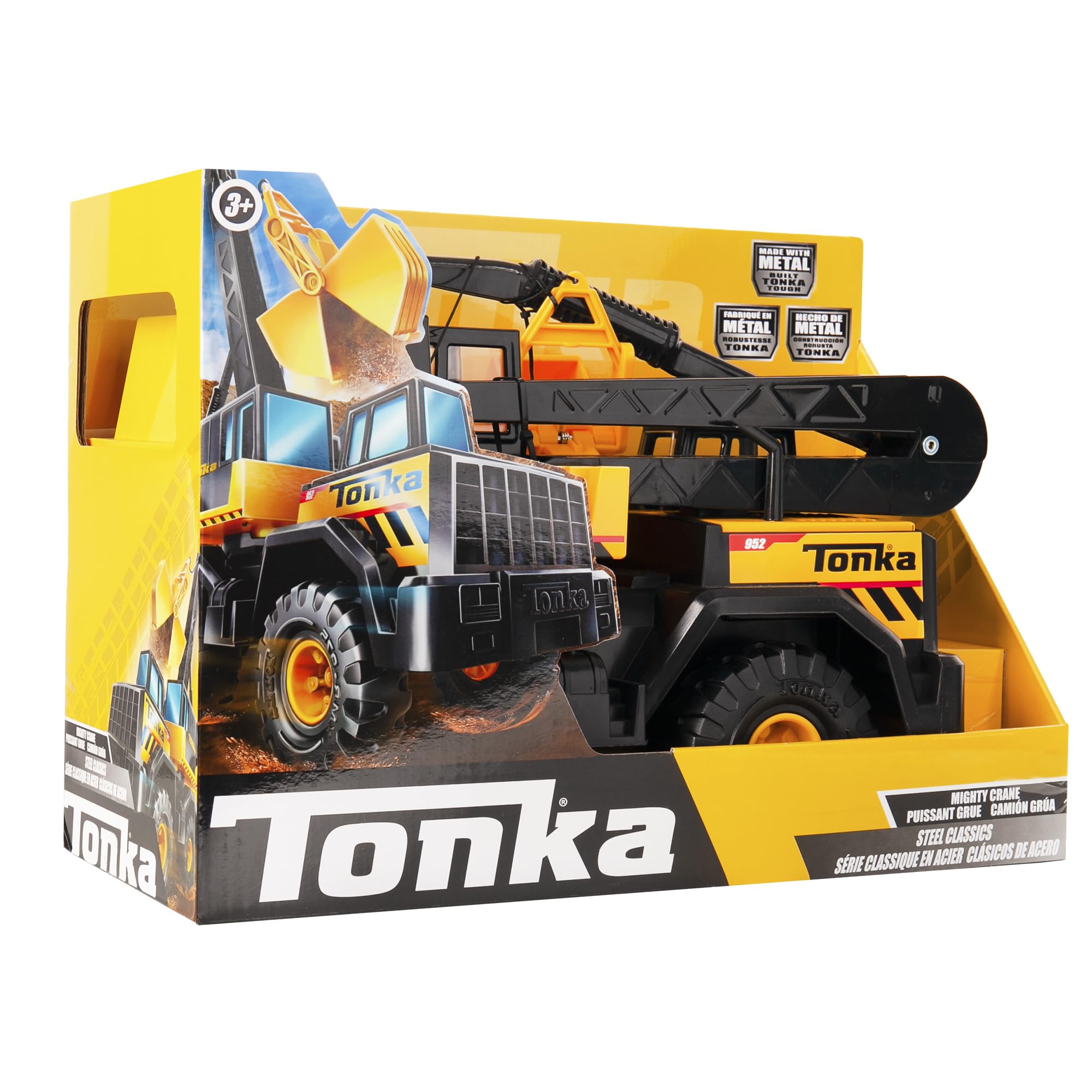 Basic Fun Tonka Steel Classics | Mighty Crane | Kids Construction Toys for Boys and Girls, Vehicle Toys for Creative Play, Motor Skill Development for Kids Ages 3 06084