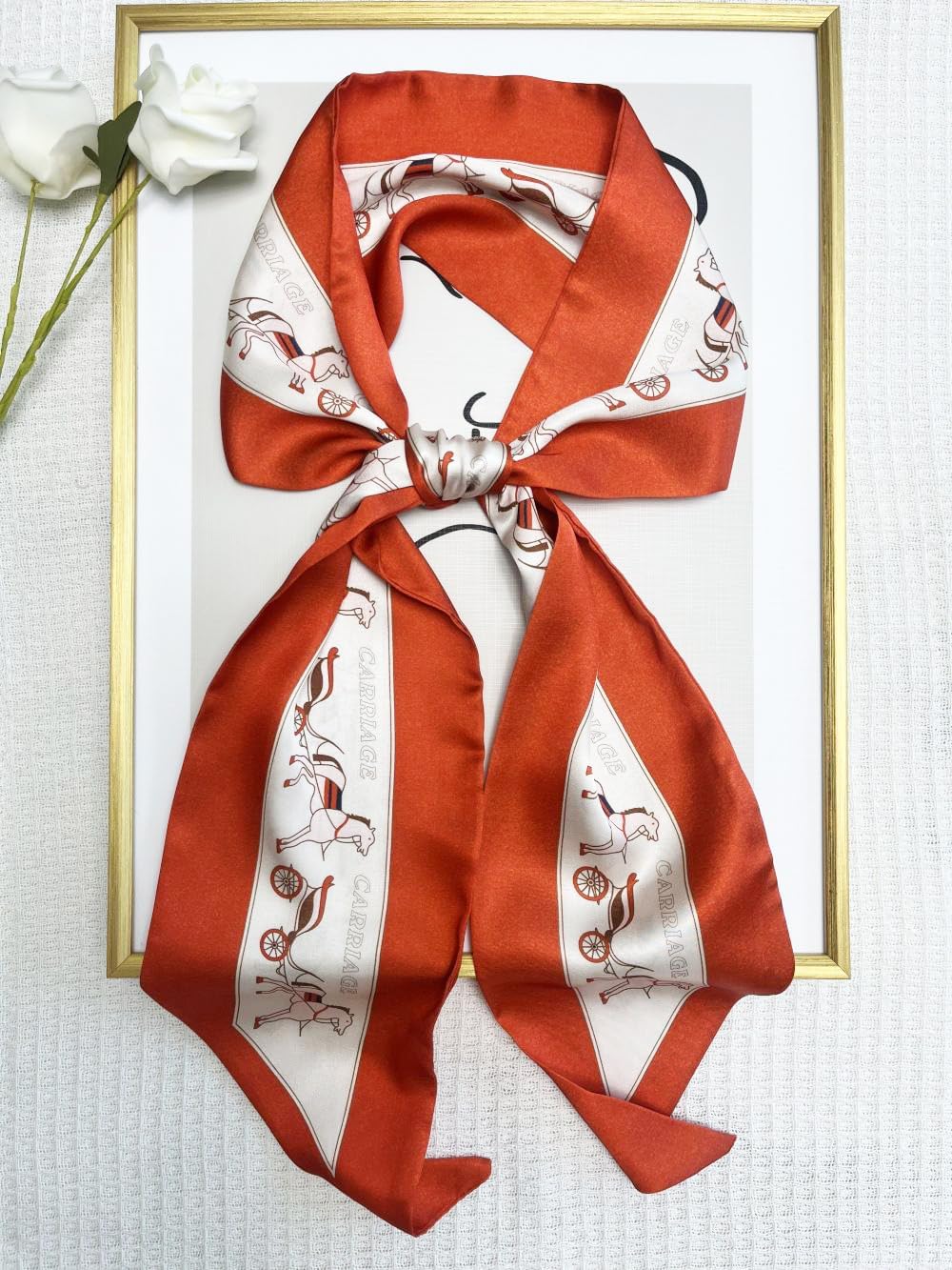 Julunar Hair Scarf for Women Silky Long Neck Head Scarves Purse Bag Scarfs for Handbag Satin Headscarf - Image 5